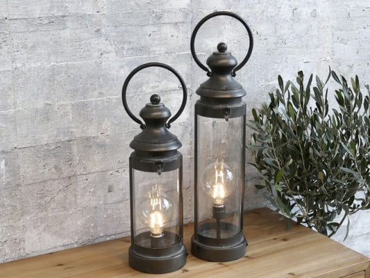 Chiq - Antique Black French Stable Lantern - Battery