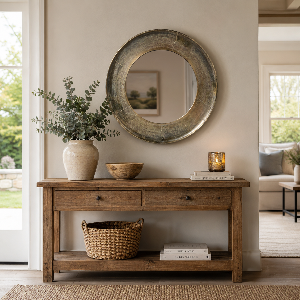 Mirror - Round - Antique Brass