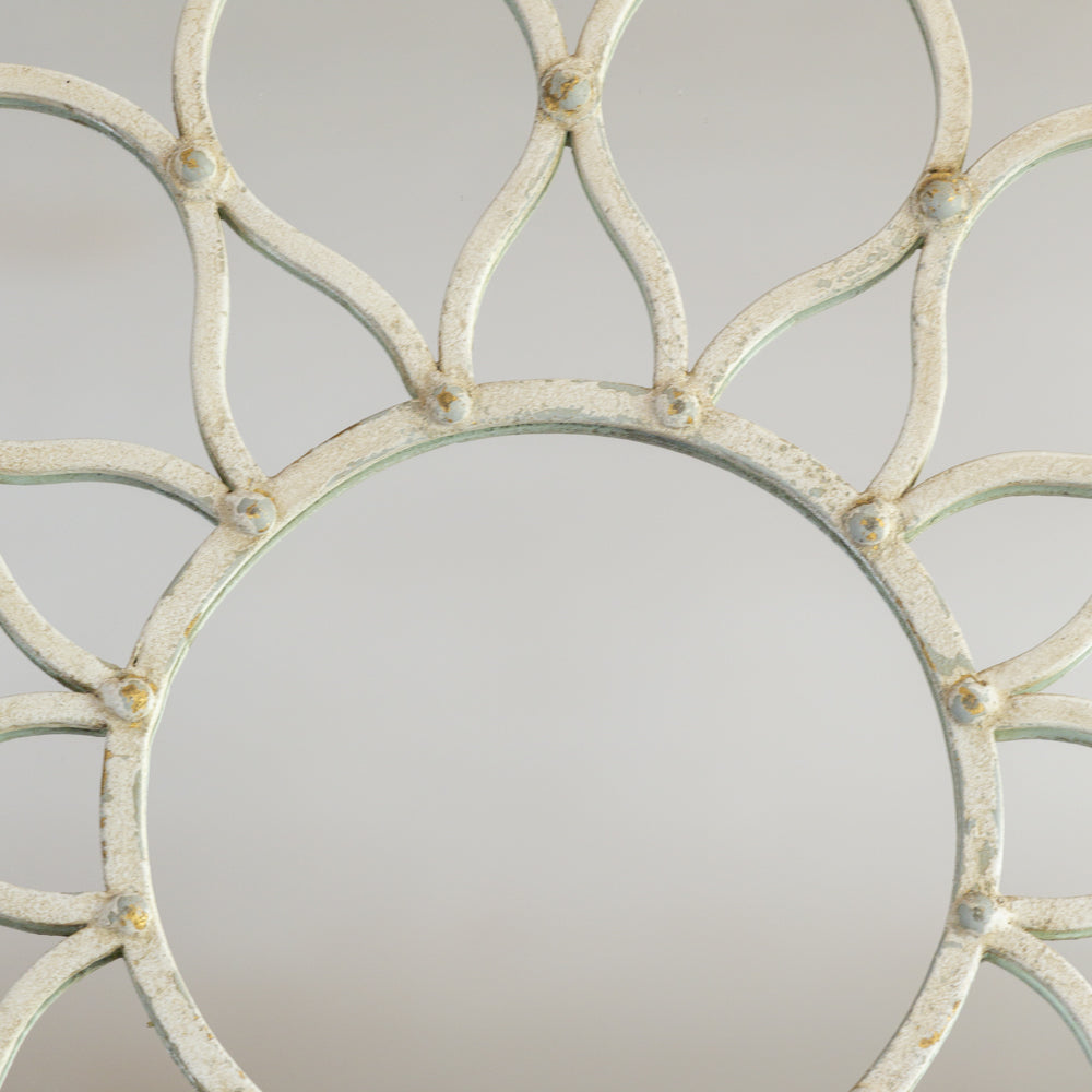 Round Mirror - Decorarive Antique White