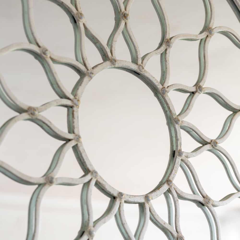 Round Mirror - Decorarive Antique White
