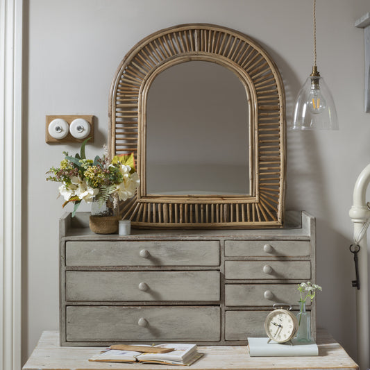 Round Mirror - Cane Oval Mirror