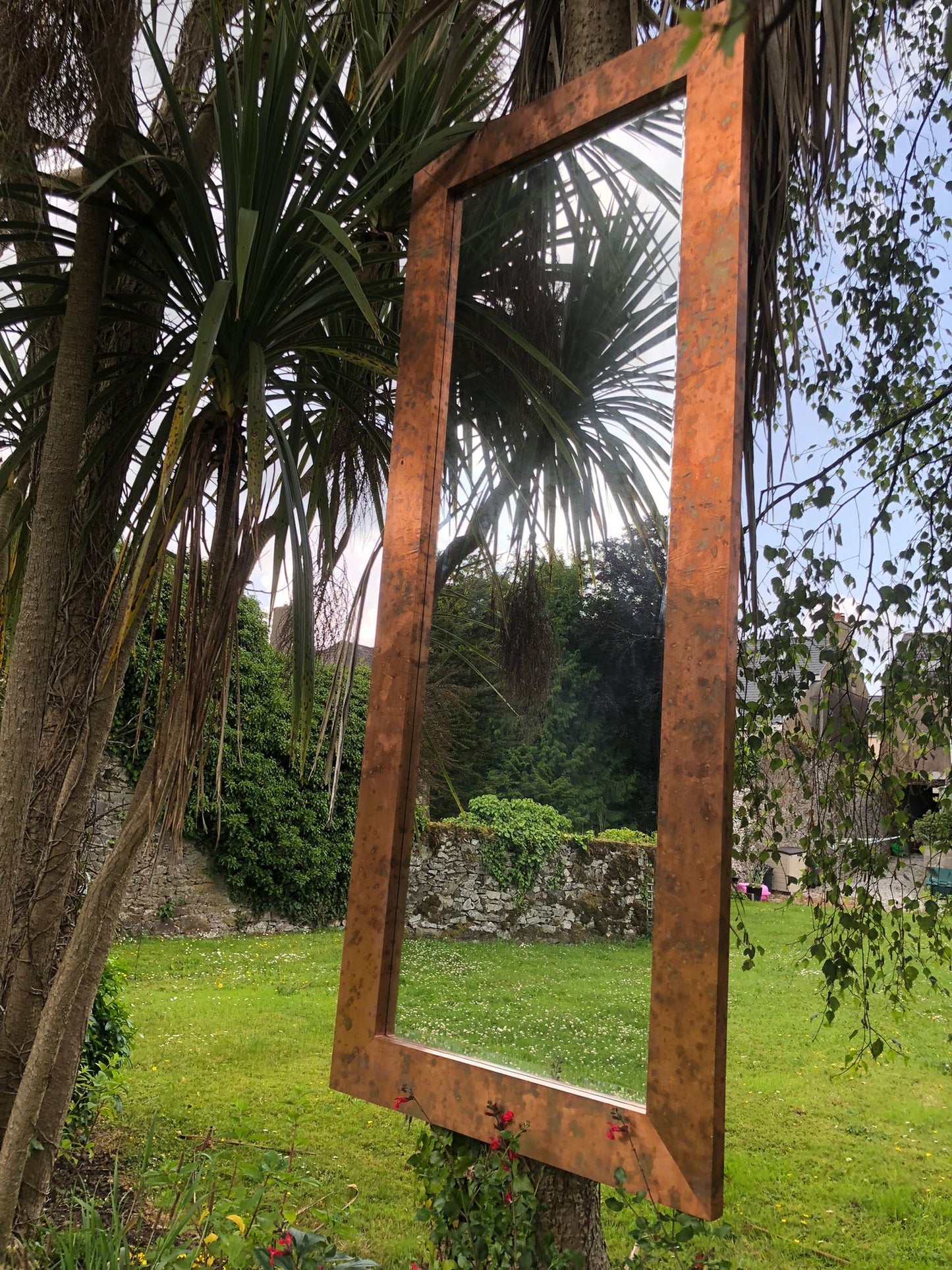 Large Rectangular Wall Mirror - Copper Frame