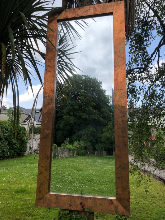 Large Rectangular Wall Mirror - Copper Frame