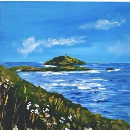 Helen Condon Art - White  Blooms / Ballycotton Cliff
