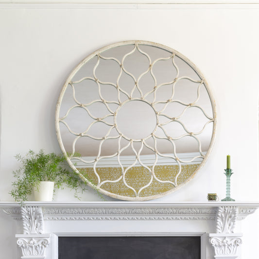 Round Mirror - Decorative Antique White