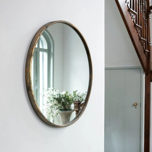 Round Mirror - Antique Brass