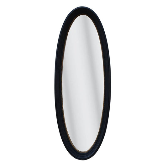 Tall Oval Mirror - Antique Black with Gold
