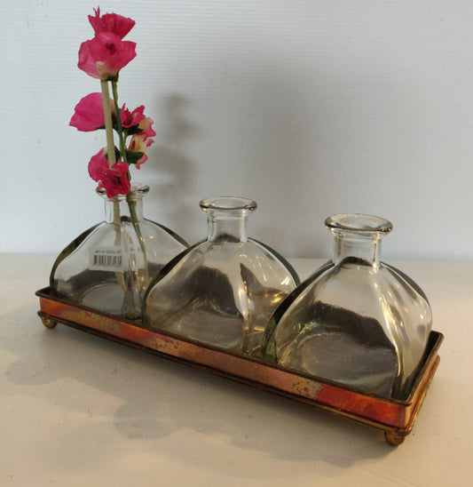 Ornamental Glass Brass Tray